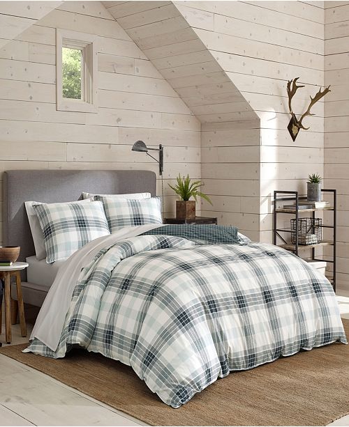 Eddie Bauer Winter Ridge Plaid Green Comforter Set Full Queen