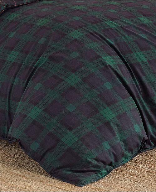 Eddie Bauer Woodland Tartan Green Duvet Cover Set Full Queen