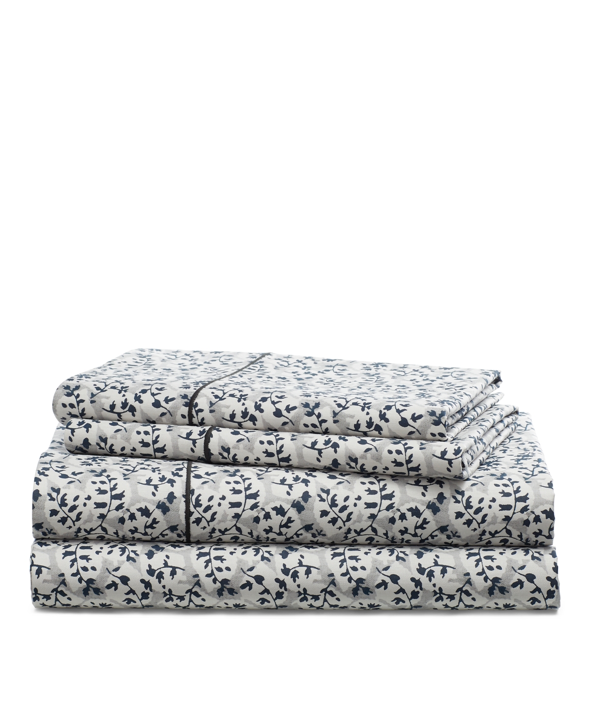 Lauren Ralph Lauren Eva Leaf Cotton Sateen 4-pc. Sheet Set, Queen Bedding  In Grey Multi | ModeSens