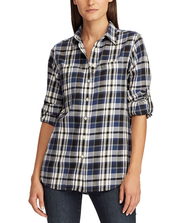 Lauren Ralph Lauren Women's Checked Plaid Cotton Twill Shirt - Macy's