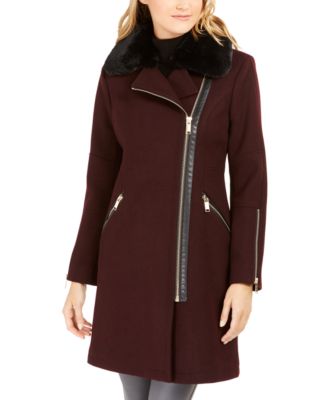 michael kors petite asymmetrical belted coat