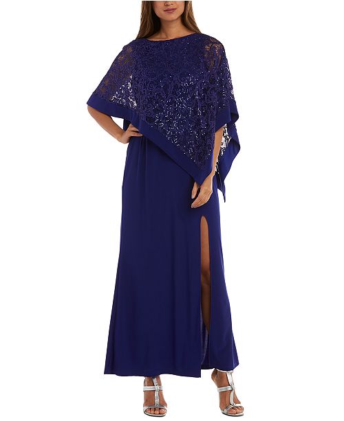 R & M Richards Glitter Lace Overlay Gown & Reviews - Dresses - Women ...