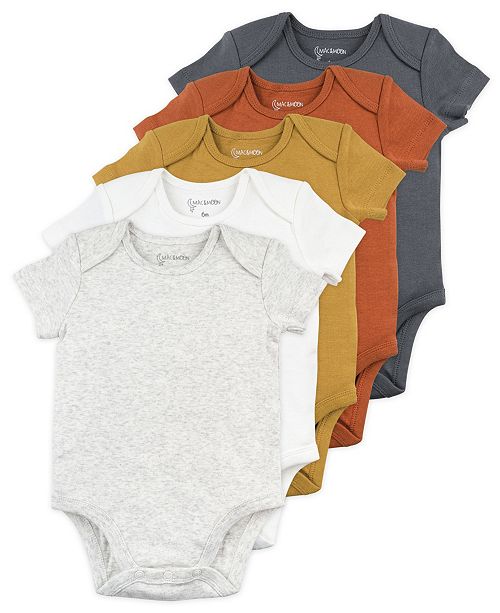 Mac Moon Baby Boy And Girl 5 Pack Short Sleeve Bodysuits