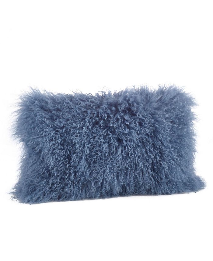 Teal mongolian fur pillow cheap