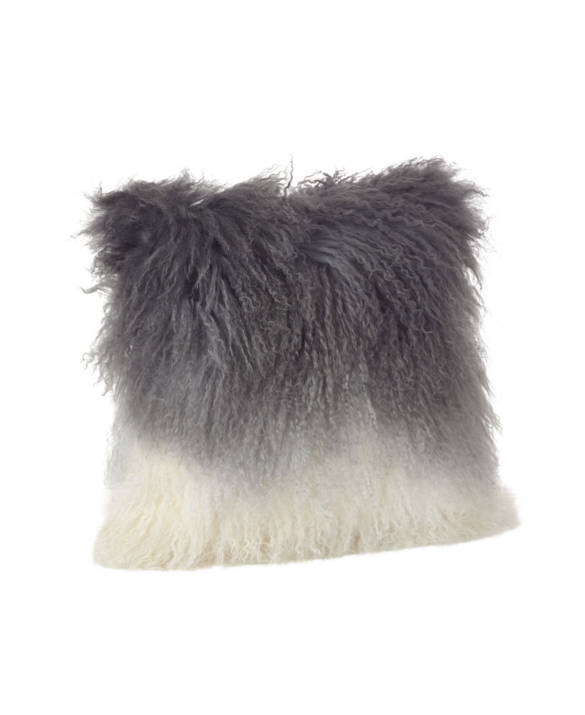 saro lifestyle mongolian lamb fur ombre throw pillow, 16" x 16"