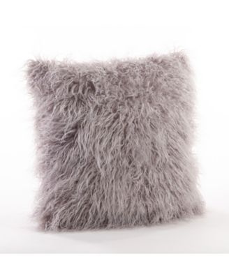 Mongolian Faux Fur Decorative Pillow, 18" x 18"