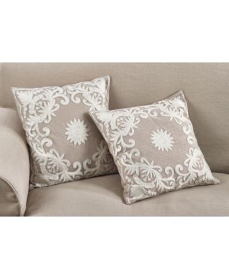Embroidered Decorative Pillow, 18" x 18"