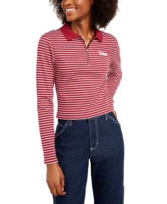 striped cropped polo shirt