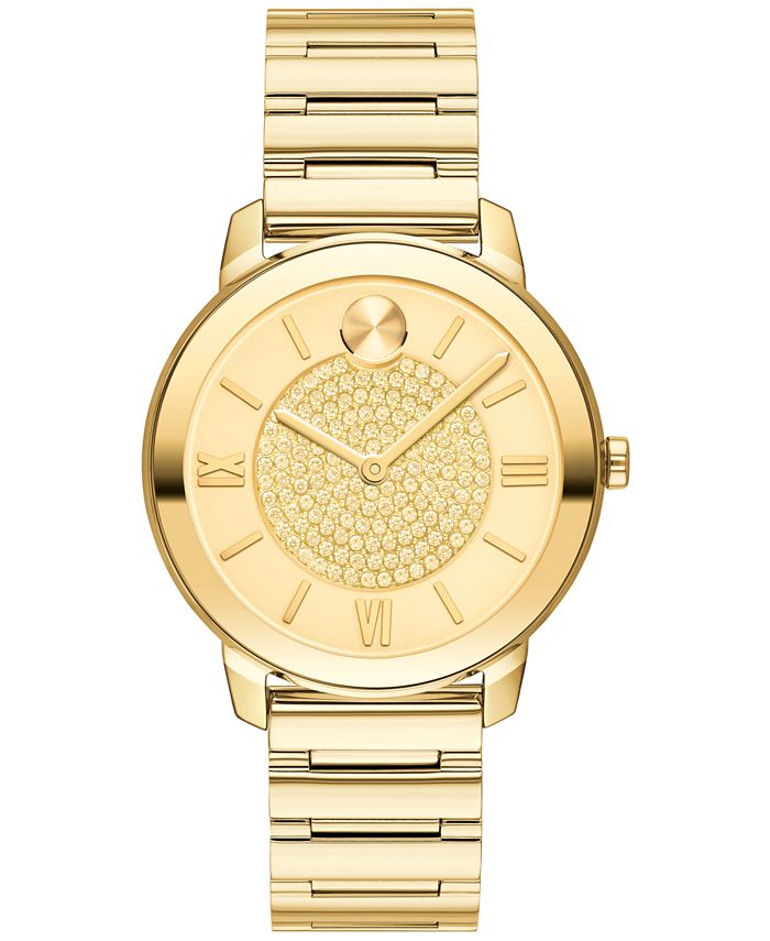 Movado Women's Swiss BOLD Gold-Tone Stainless Steel Bracelet Watch 32mm ...