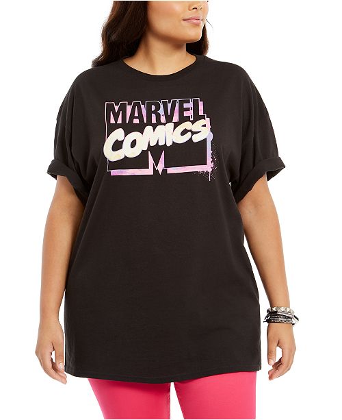 Mighty Fine Trendy Plus Size Cotton Marvel Comics Boyfriend T