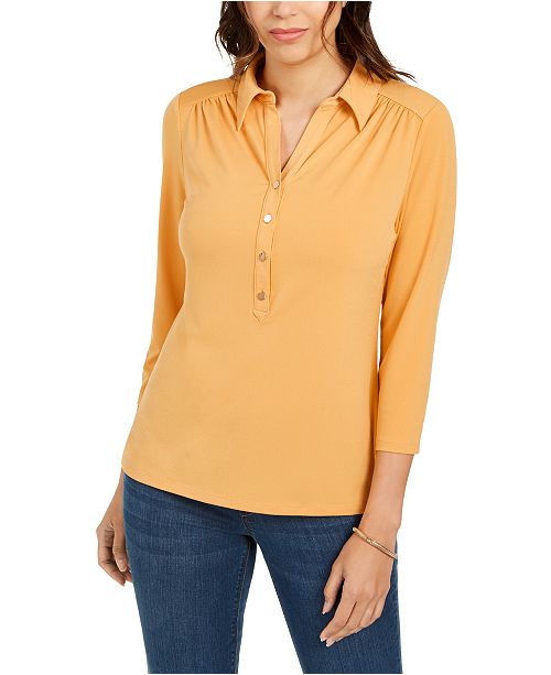 Charter Club Knit Polo Shirt Created For Macy S Reviews Tops