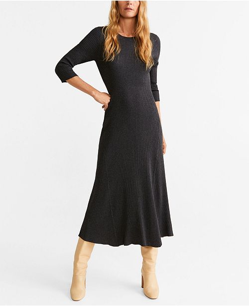 MANGO Ribbed Long Dress & Reviews Women Macy's