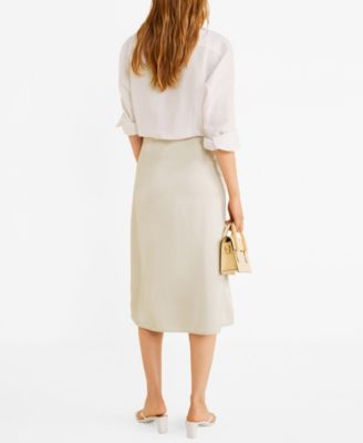 MANGO Midi Satin Skirt
