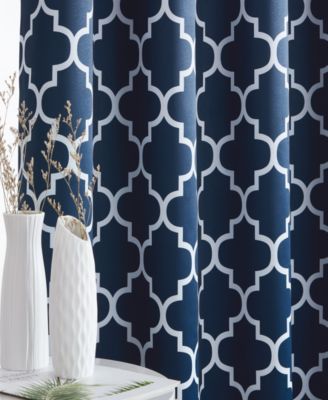 Lattice Print Drape Blackout Curtains Pattern - Weather Insulated Curtains, Sun Blocking Window Treatment Draperies for Living Room - Set of 2