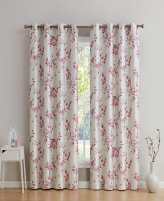 Jasmine Floral Patterned Room Darkening Curtain ROD POCKET POLE TOP Panels - Set of 2