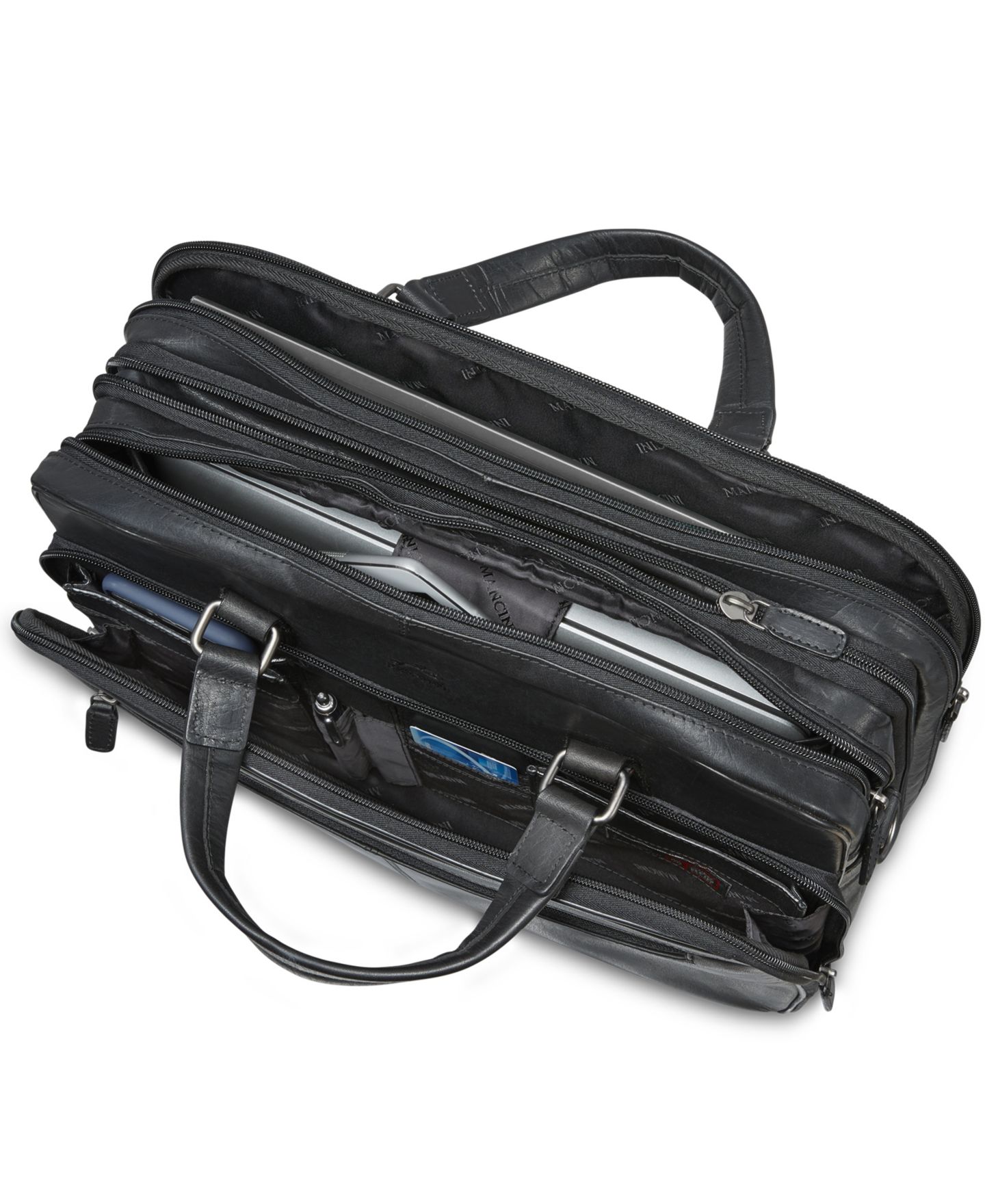 Мужская сумка Mancini Buffalo Collection Expandable Double Compartment Laptop/ Tablet Briefcase, цвет: Чёрный — фото 2