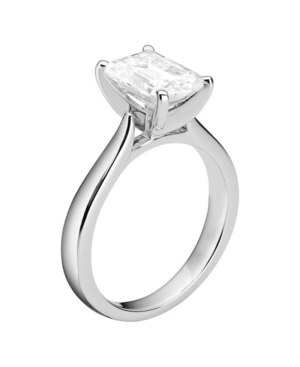 image of Moissanite Emerald Solitaire Ring 2-1/2 ct. t.w. Diamond Equivalent in 14k White Gold