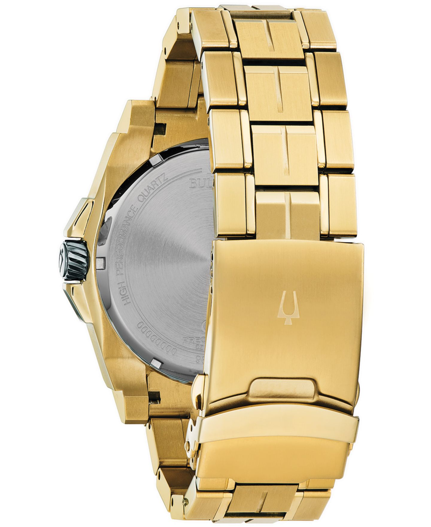 Мужские часы Bulova Precisionist Diamond-Accent Gold-Tone Stainless Steel Bracelet Watch 46.5mm — фото 3