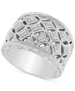 image of Diamond Openwork Statement Ring (1/5 ct. t.w.) in Sterling Silver
