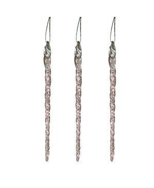 Gerson & Gerson 20-pack, Real Spun Glass Hanging Icicle Ornaments - Set Of 3 In Silver