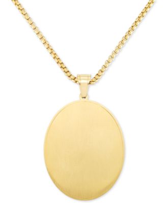 Men's Praying Hands 24" Pendant Necklace in Black Enamel & Yellow Ion-Plated Stainless Steel