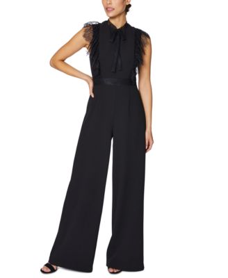Betsey Johnson - Petite Eyelash Lace-Trim Wide-Leg Jumpsuit
