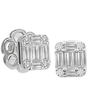 image of Diamond Baguette Cluster Stud Earrings (1/3 ct. t.w.) in 14k White Gold