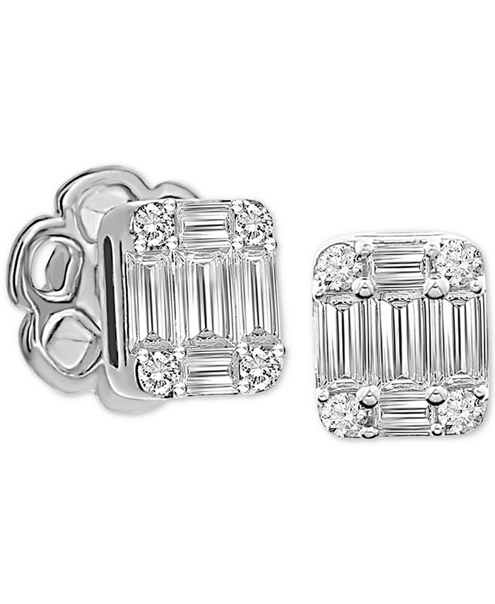 Macy's Diamond Baguette Cluster Stud Earrings (1/3 ct. t.w.) in 