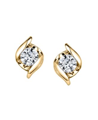 Diamond (1/3 ct. t.w.) Twist Earrings in 14k Yellow Gold