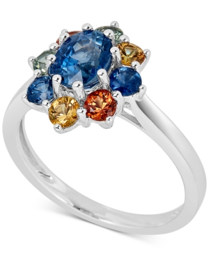 image of Multi-Sapphire Cluster Ring (2-1/5 ct. t.w.) in Sterling Silver