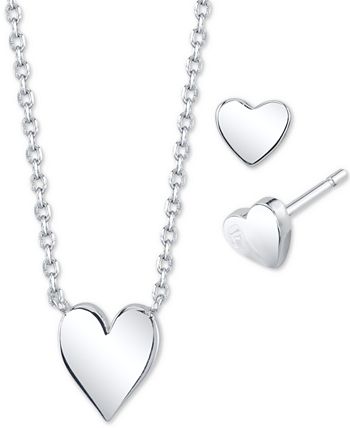 Unwritten - 2-Pc. Set Heart Pendant Necklace & Matching Stud Earrings in Fine Silver-Plate