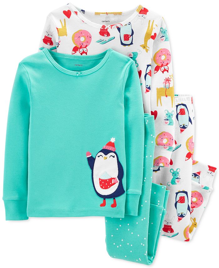 Carter s Baby Girls 4 Pc. Cotton Penguin Pajamas Set Macy s