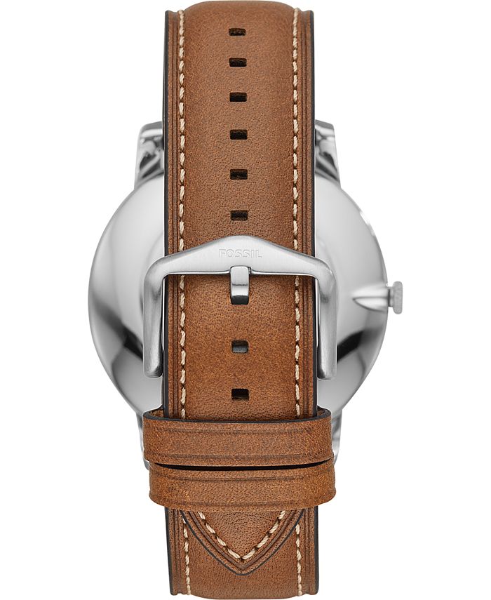 Fossil Men's Minimalist Brown Leather Strap Watch 44mm - Macy's