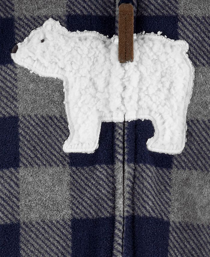 Carter's baby boys hooded fleece polar bear jumpsuit sales
