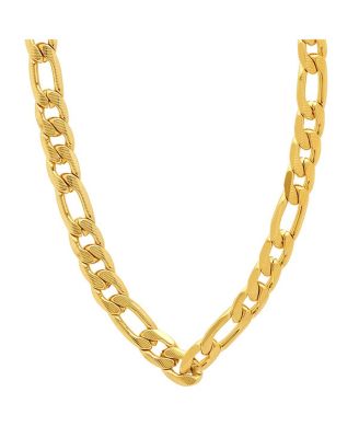 Men's 18k gold Plated Stainless Steel Accented 10mm Figaro Chain Link 24" Necklaces