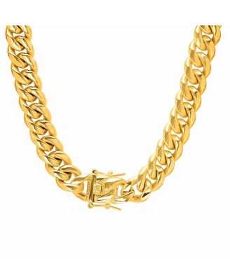 Men's 18k gold Plated Stainless Steel 30" Miami Cuban Link Chain with 12mm Box Clasp Necklaces