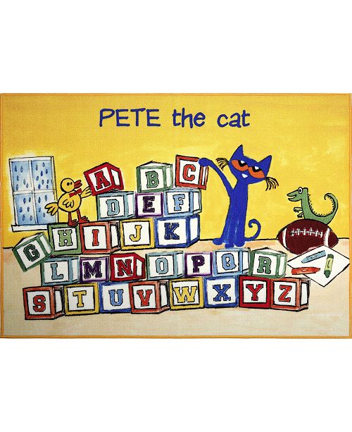 Pete The Cat Elementary Block Letters Yellow 35 4 X 4 3 Area Rug