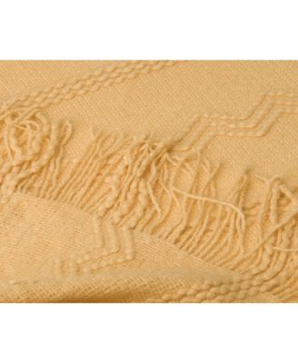Battilo Home Woven Raised Zigzag, Chain Patterns and Tasseled End Throw, 50" X 60"