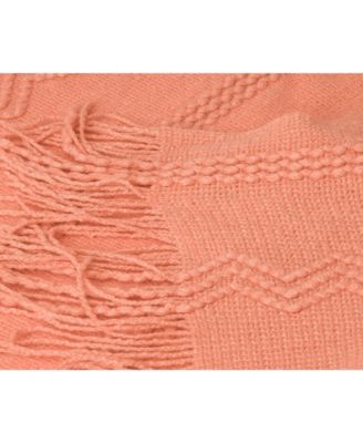 Battilo Home Woven Raised Zigzag, Chain Patterns and Tasseled End Throw, 50" X 60"