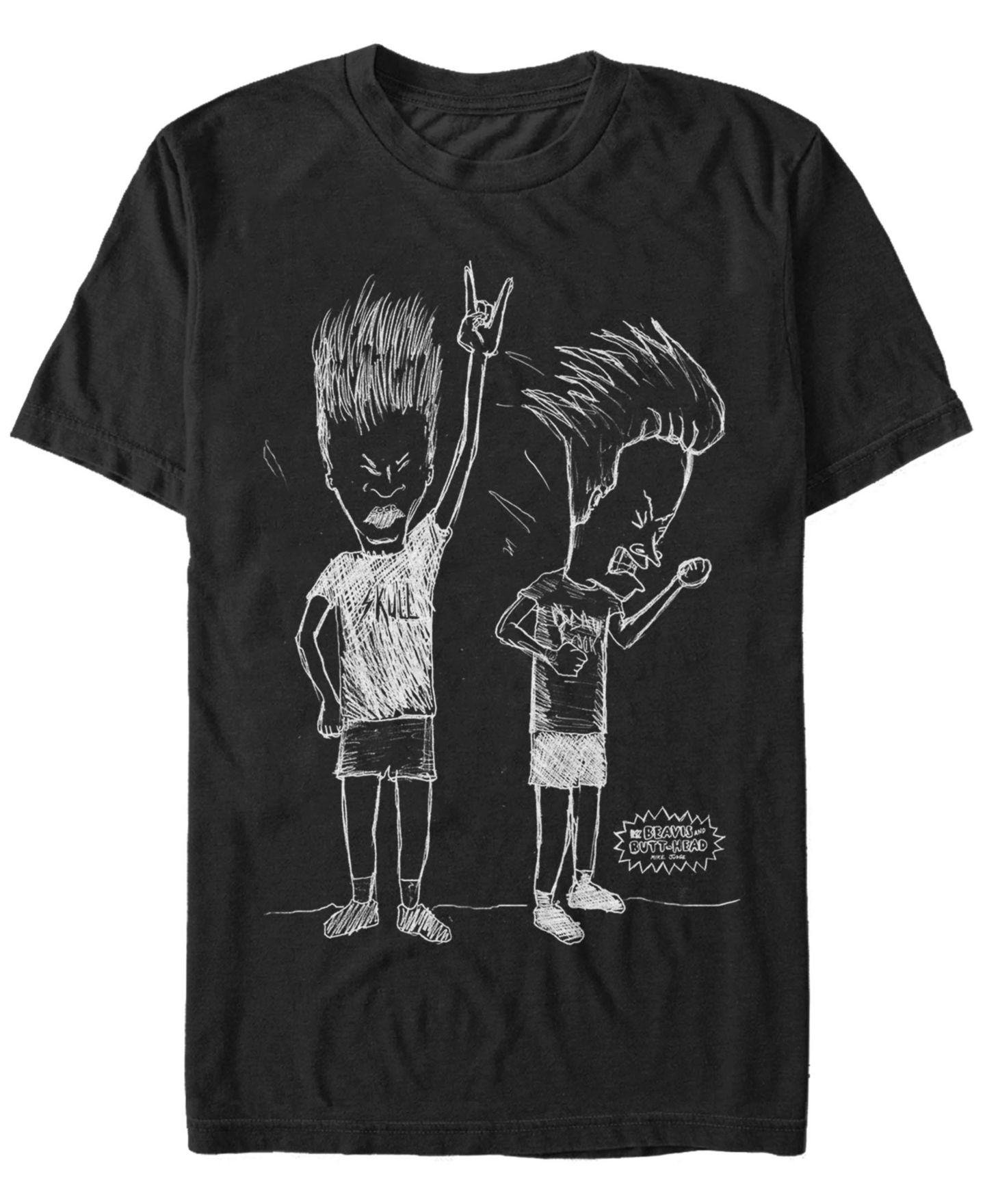 Мужская футболка Fifth Sun Beavis and Butthead MTV Rocking Out Sketch Logo Short-Sleeve, цвет: Чёрный — фото 2