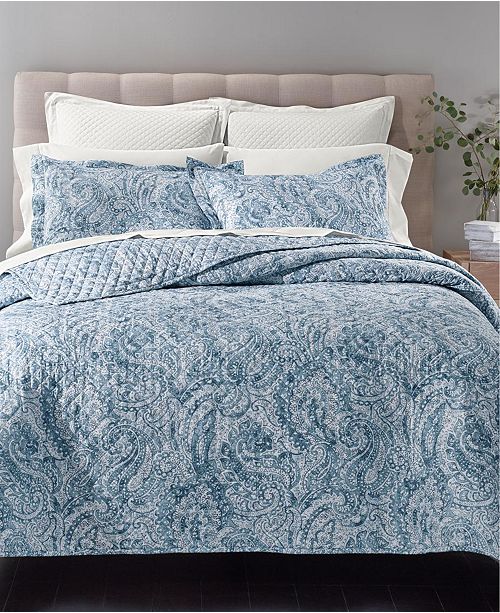 Charter Club Cotton 210 Thread Count Quilted Printed Coverlet And