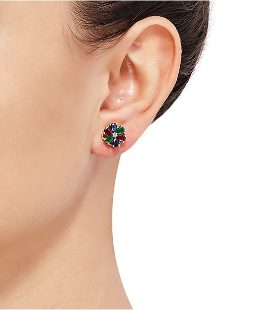 Macy S Multi Gemstone 2 1 20 Ct T W Diamond Accent Flower