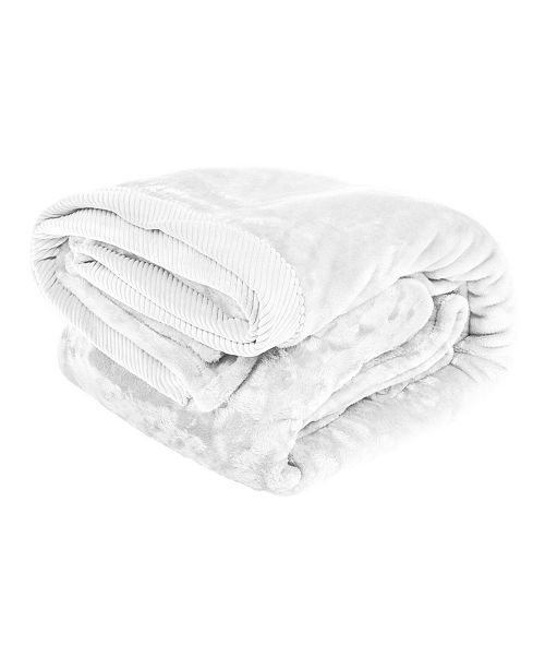 Elle Decor Silky Soft Plush Blanket With Corduroy Trim Full