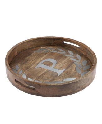 Heritage Collection Monogram Mango Wood Round Tray
