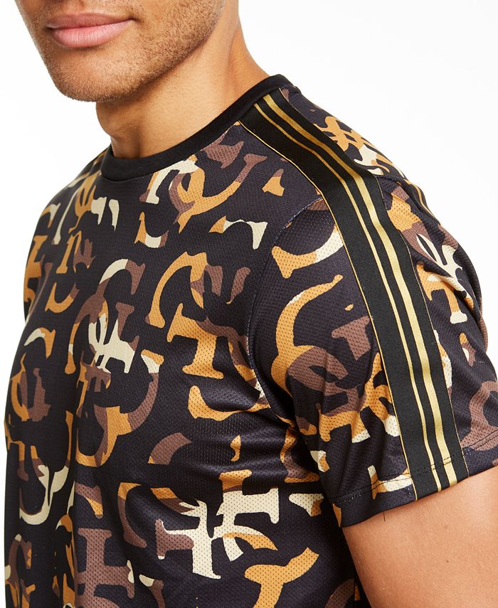 Guess Brown Cotton Stretch Logo Print Men Casual Perforated T-shirt