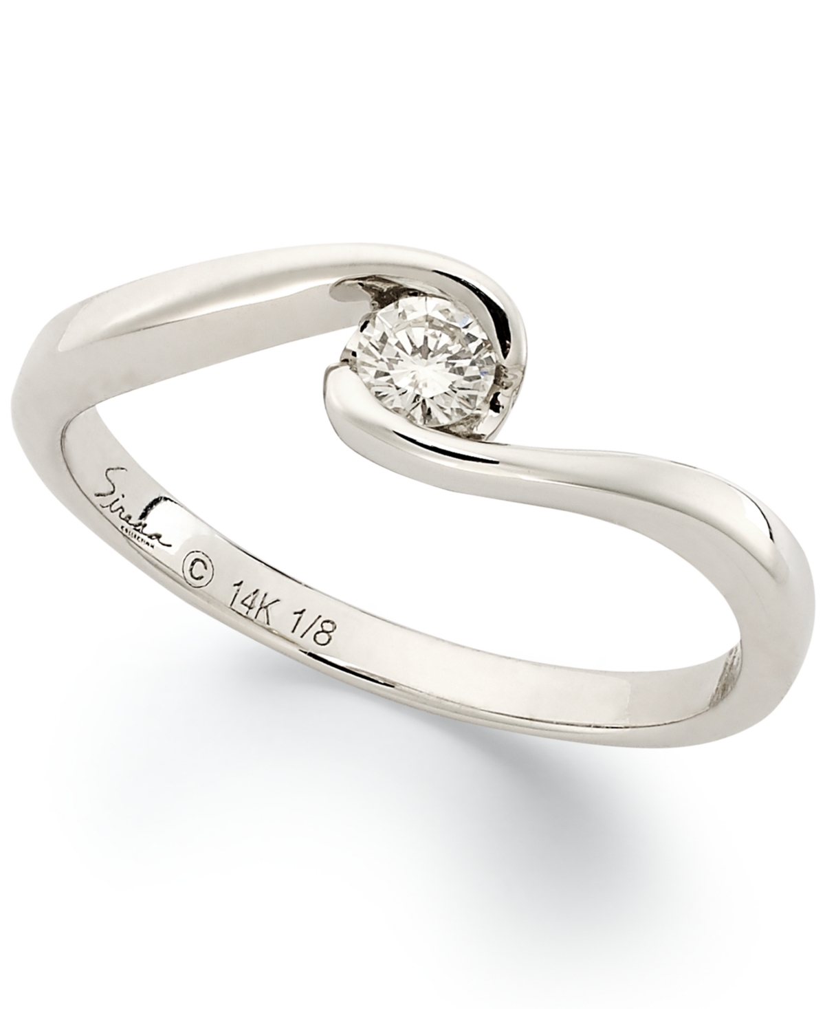 Diamond (1/8 ct. t.w.) Engagement Ring in 14k White Gold - White Gold