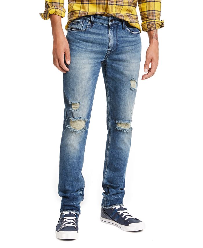 GUESS Men's Slim, Tapered Ripped Jeans Macy's