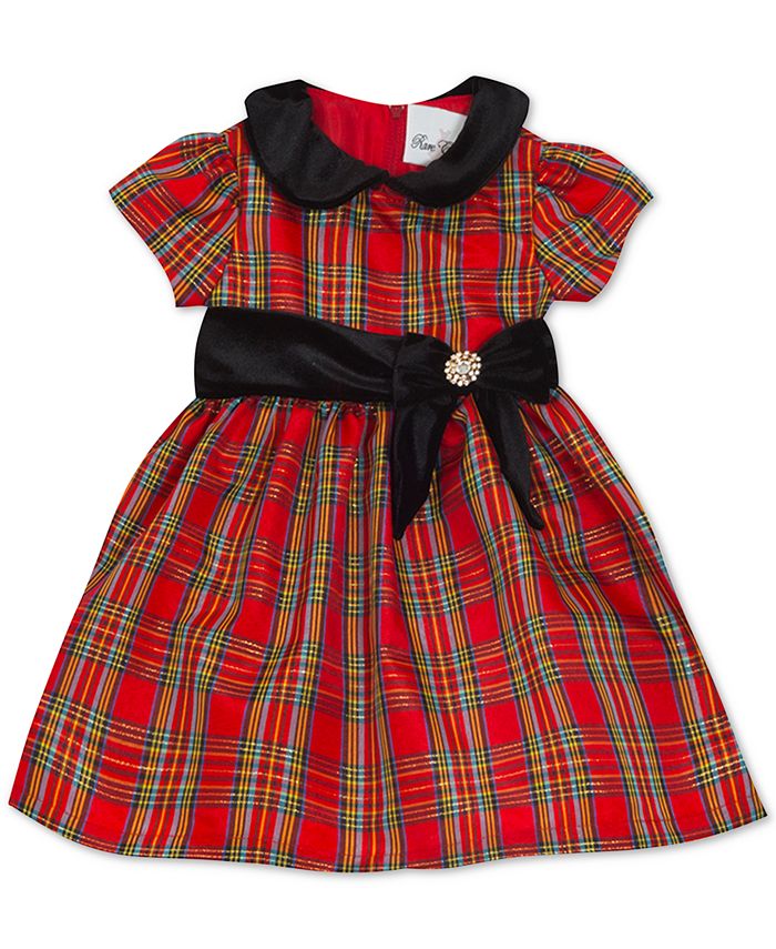 Rare Editions Baby Girls Taffeta-Collar Plaid Dress - Macy's