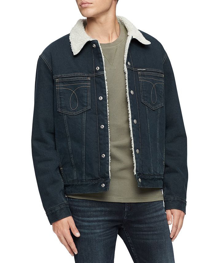 Calvin Klein Jeans Men's Iconic Omega Sherpa Denim Jacket & Reviews ...