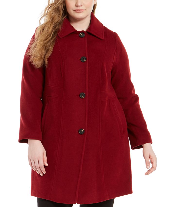 Anne Klein Plus Size Single-Breasted Club-Collar Coat - Macy's